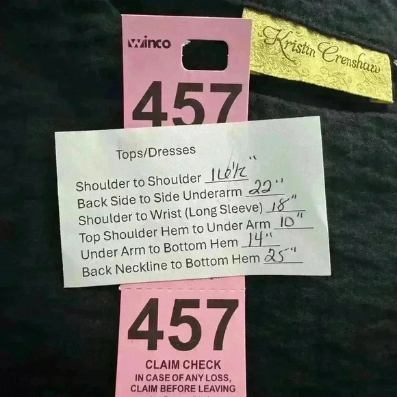 Kristin Crenshaw Women’s S Black Crinkle Tunic w/Pocket Hobo 3/4 Sleeve Top - Picture 12 of 12